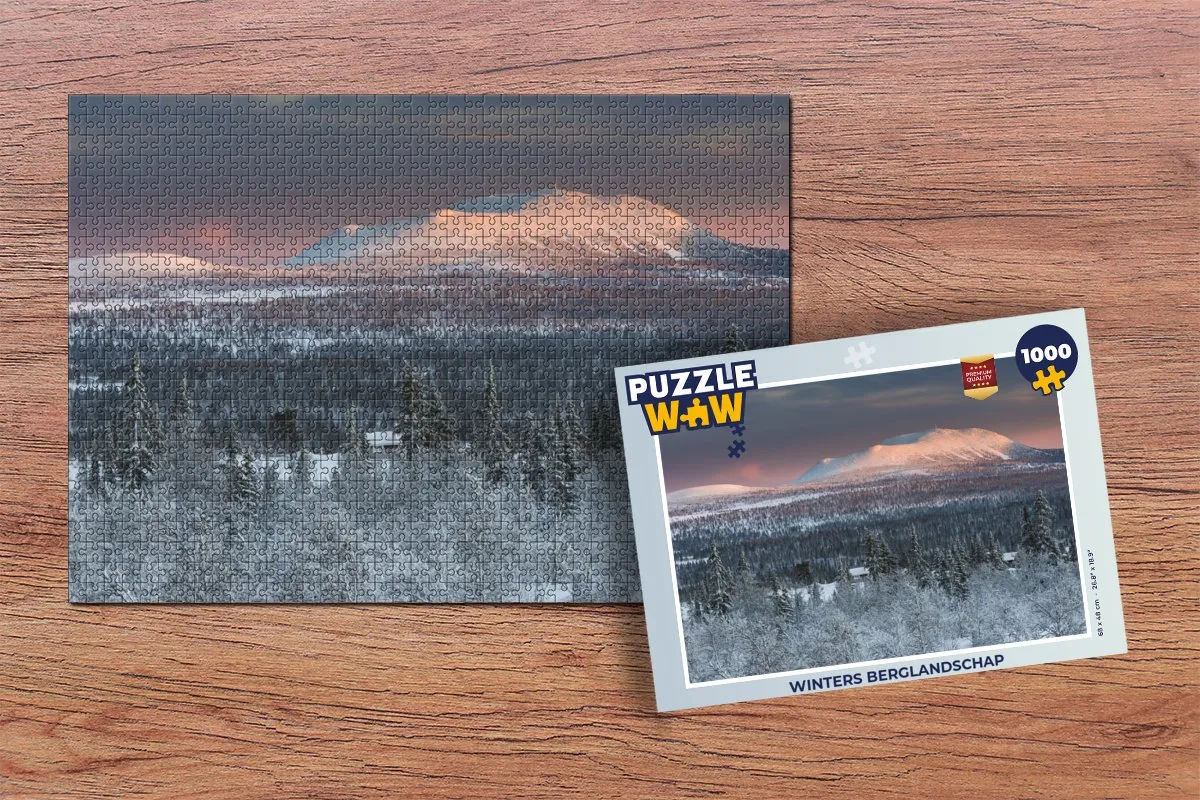 PuzzleWow Winters Berglandschap Legpuzzel 1000 Stuks - Multicolor