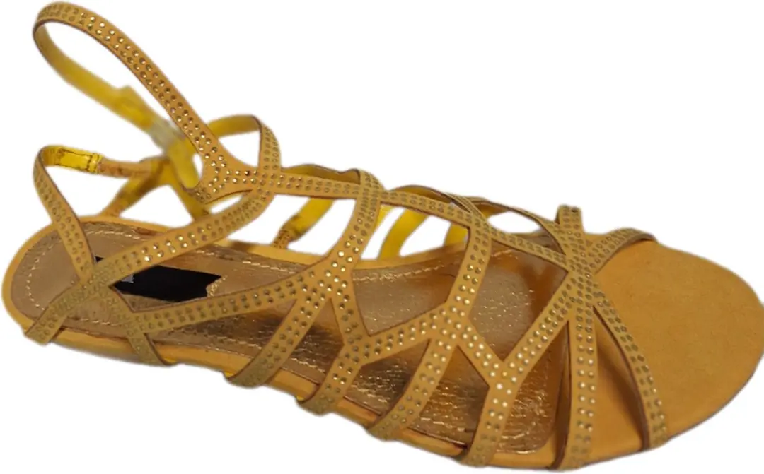 BLINK-SANDAL-YELLOW IMITATIESUEDE-GOLD DETAILS-SIZE 40