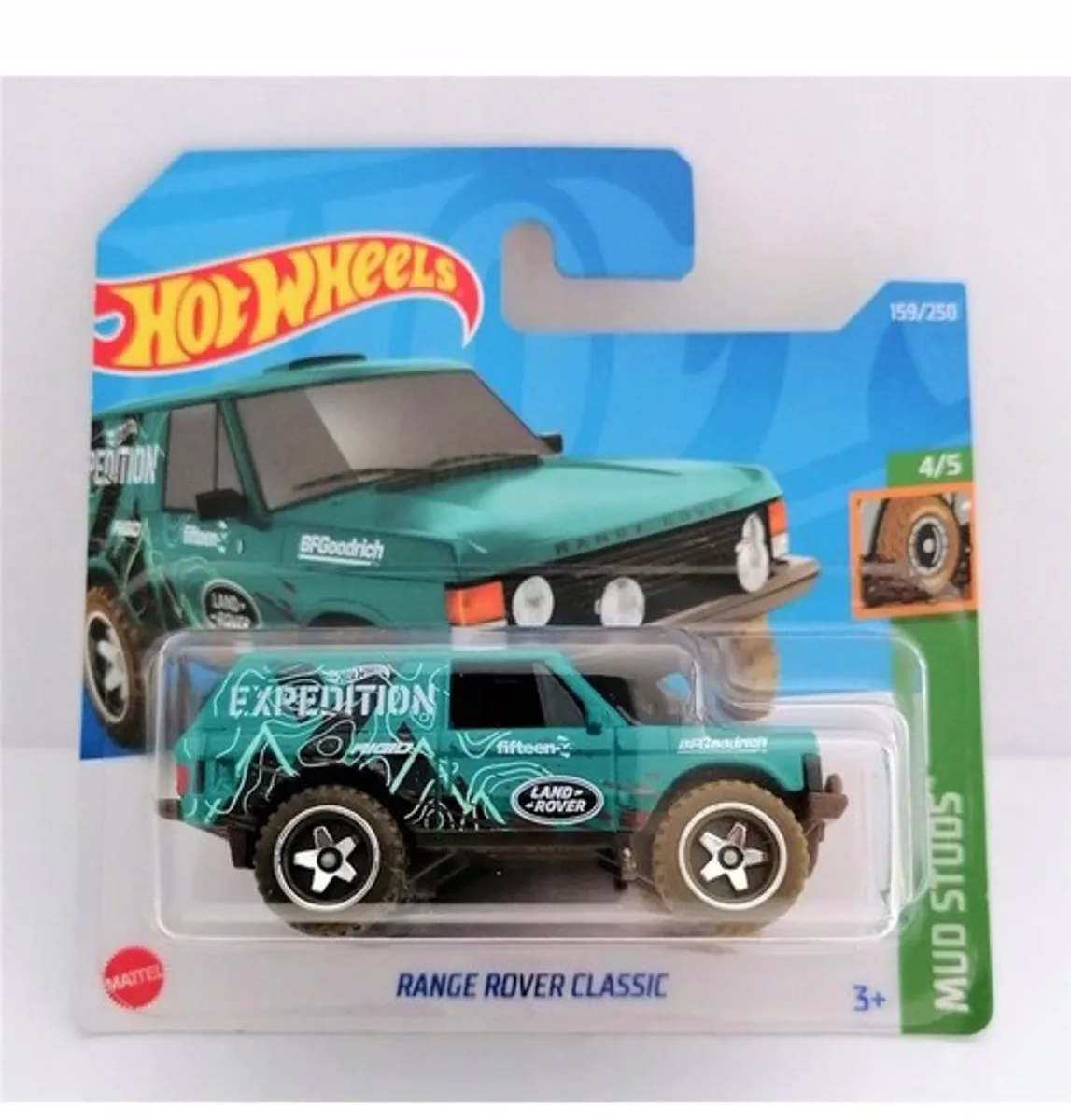 Hot Wheels Range Rover Classic Mud Studs 1:64 - Blauw/Bruin
