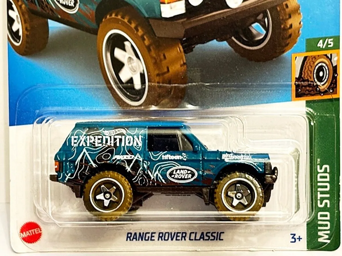 Hot Wheels Range Rover Classic Mud Studs 1:64 - Blauw/Bruin