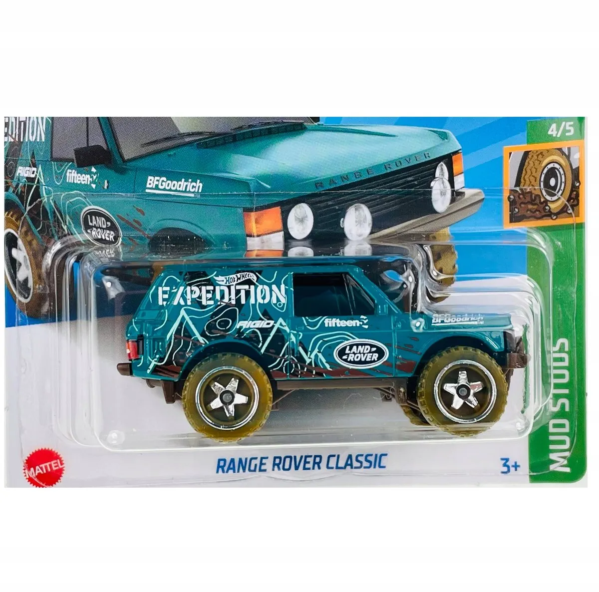 Hot Wheels Range Rover Classic Mud Studs 1:64 - Blauw/Bruin