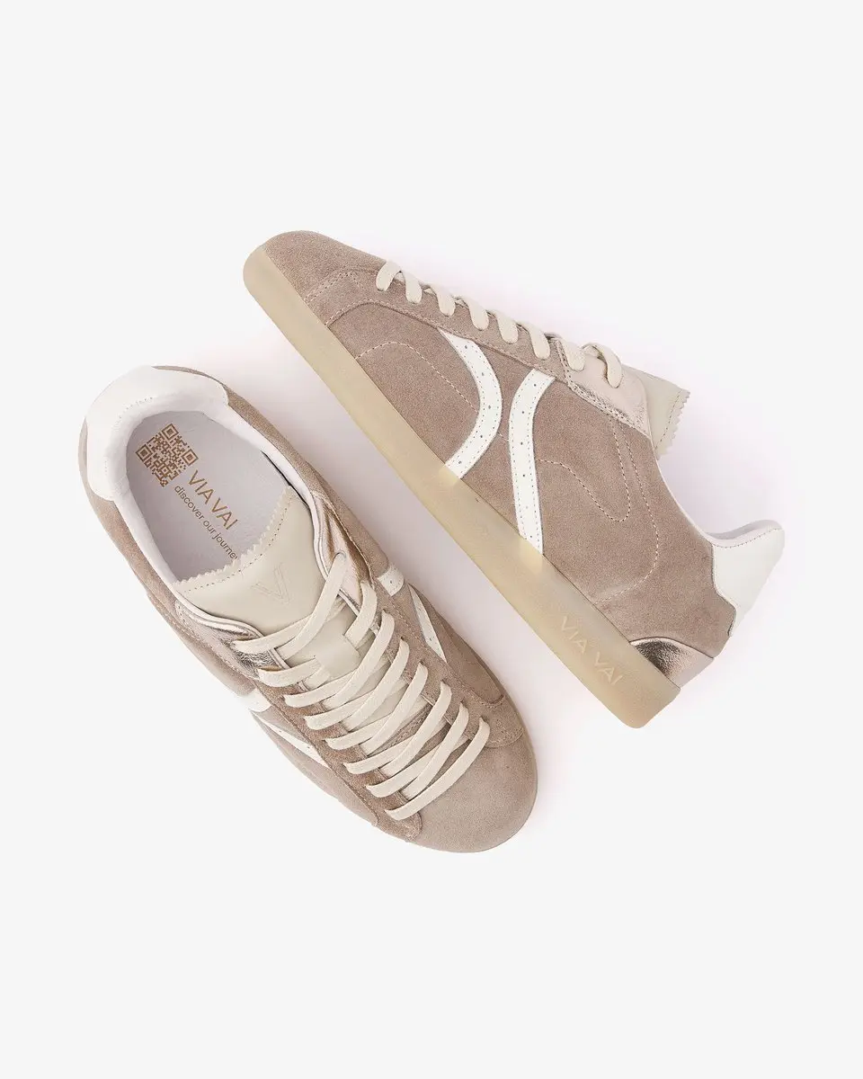 VIA VAI Nilla Khloe Sneakers - Leer/Suède Beige - Maat 38 - afbeelding 3 van 6