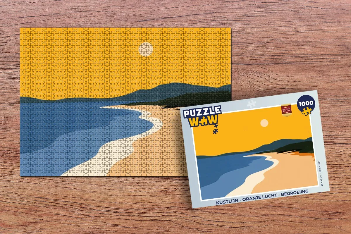 PuzzleWow Kustlijn Legpuzzel 1000 Stuks - Oranje lucht