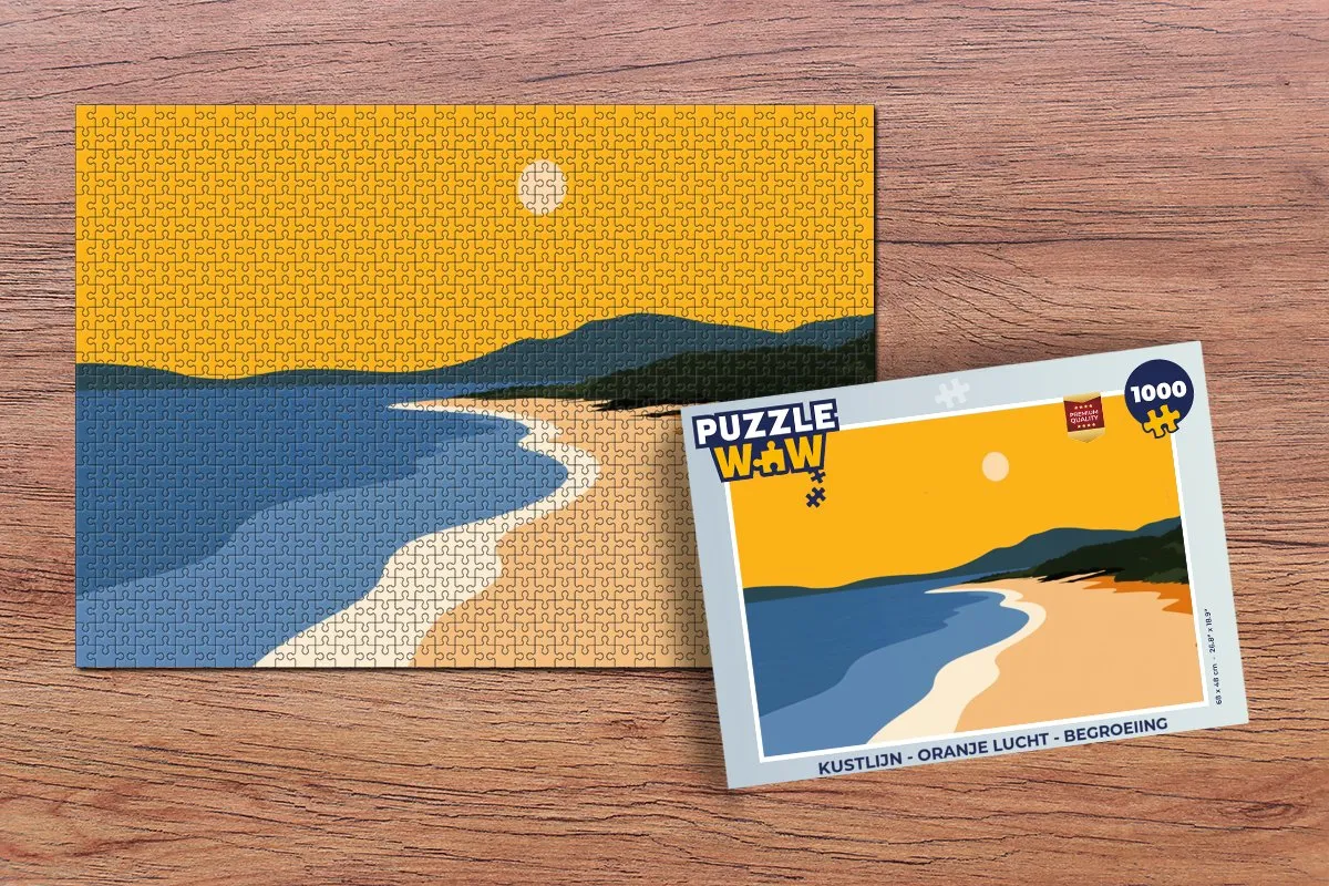 PuzzleWow Kustlijn Legpuzzel 1000 Stuks - Oranje lucht