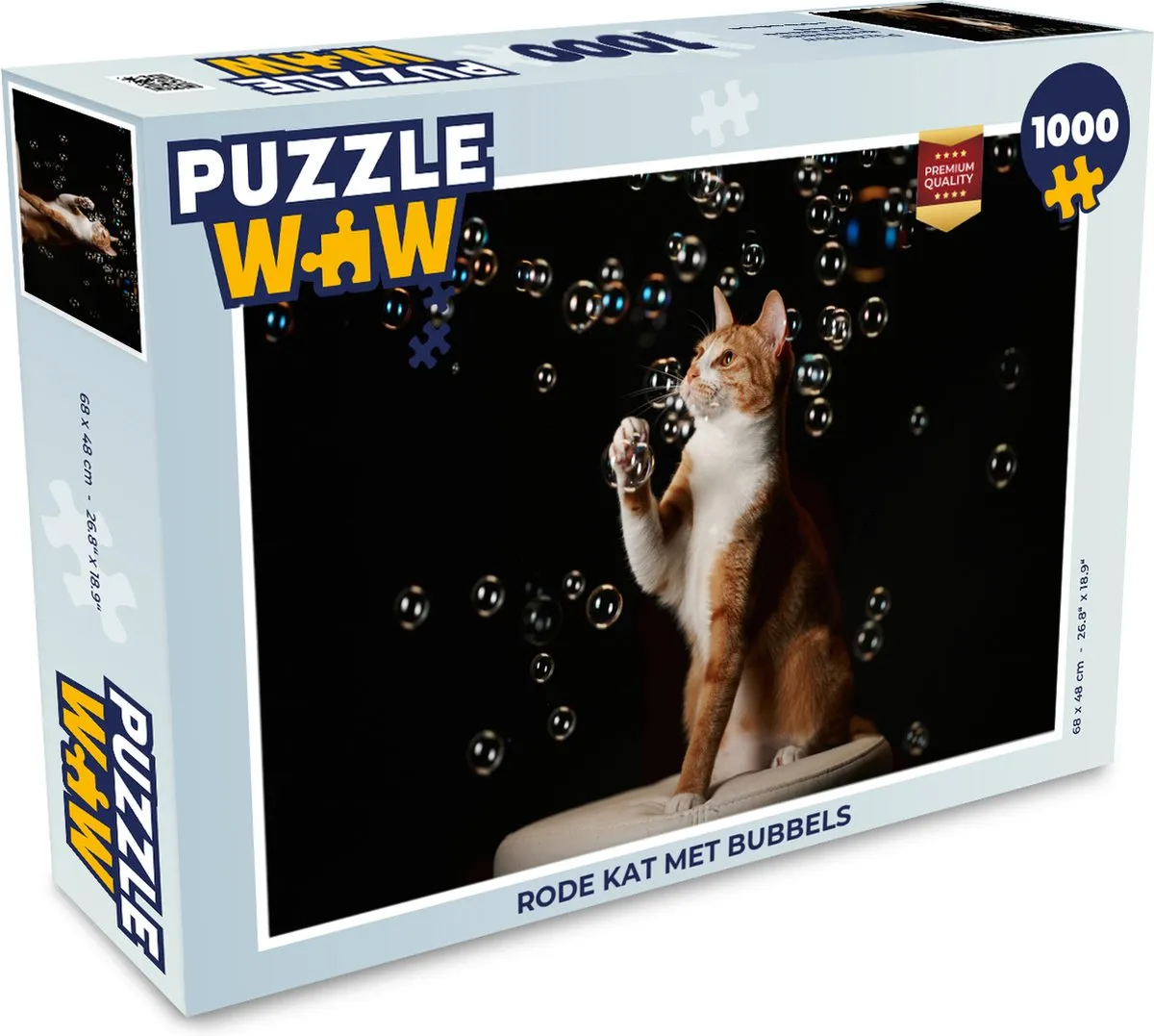 PuzzleWow Legpuzzel Rode Kat met Bubbels 1000 Stuks - Multicolor
