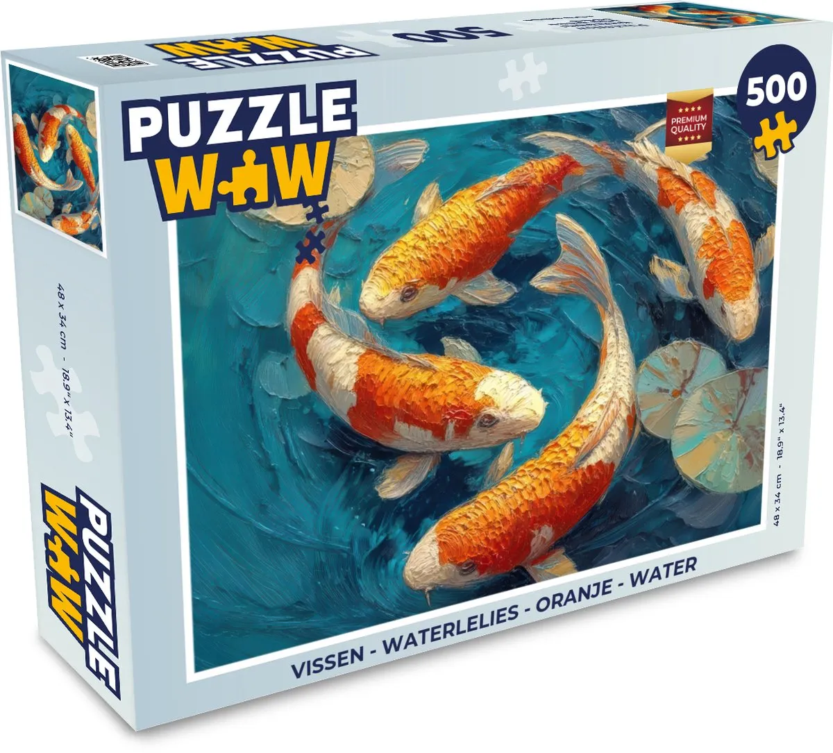 PuzzleWow Vissen Waterlelies Legpuzzel 500 Stuks - Oranje