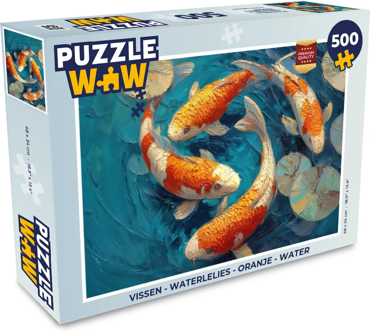 PuzzleWow Vissen Waterlelies Legpuzzel 500 Stuks - Oranje