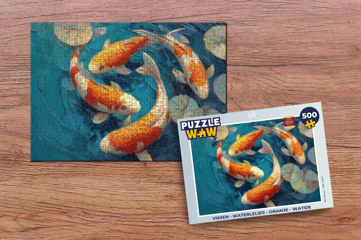 PuzzleWow Vissen Waterlelies Legpuzzel 500 Stuks - Oranje