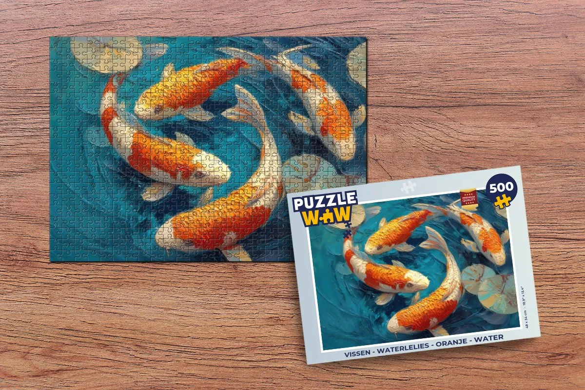 PuzzleWow Vissen Waterlelies Legpuzzel 500 Stuks - Oranje