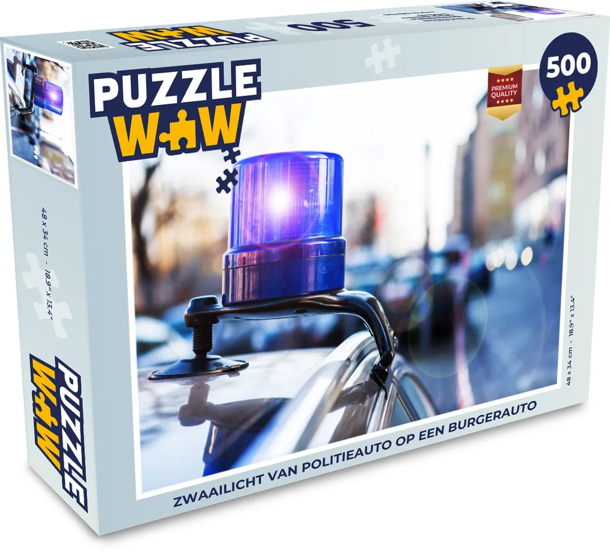 PuzzleWow Politieauto Zwaailicht Legpuzzel 500 Stuks - Multicolor