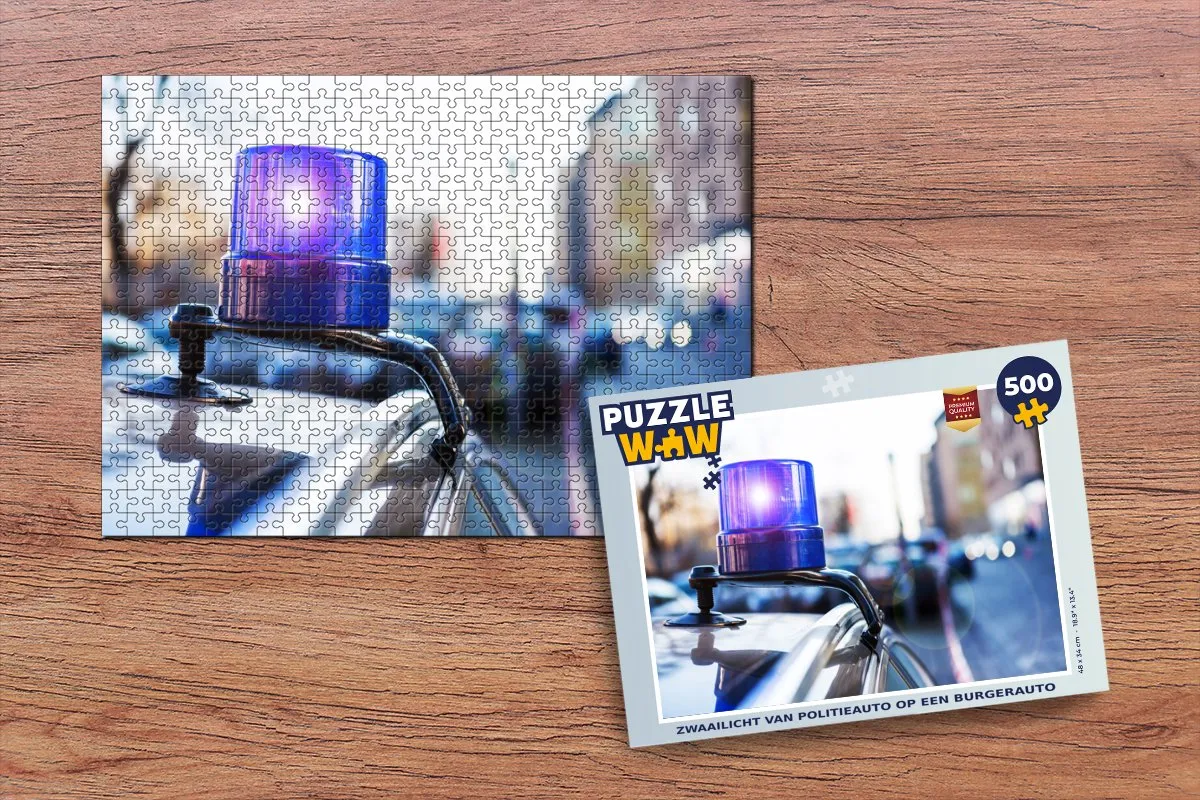 PuzzleWow Politieauto Zwaailicht Legpuzzel 500 Stuks - Multicolor