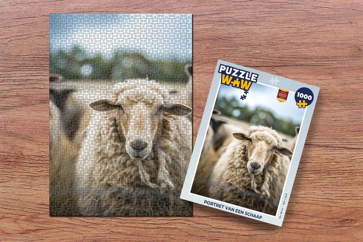PuzzleWow Portret van een schaap Legpuzzel 1000 Stuks - Multicolor