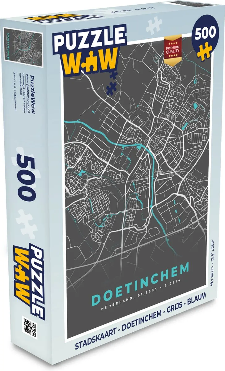 PuzzleWow Stadskaart Doetinchem Legpuzzel 500 Stuks - Multicolor