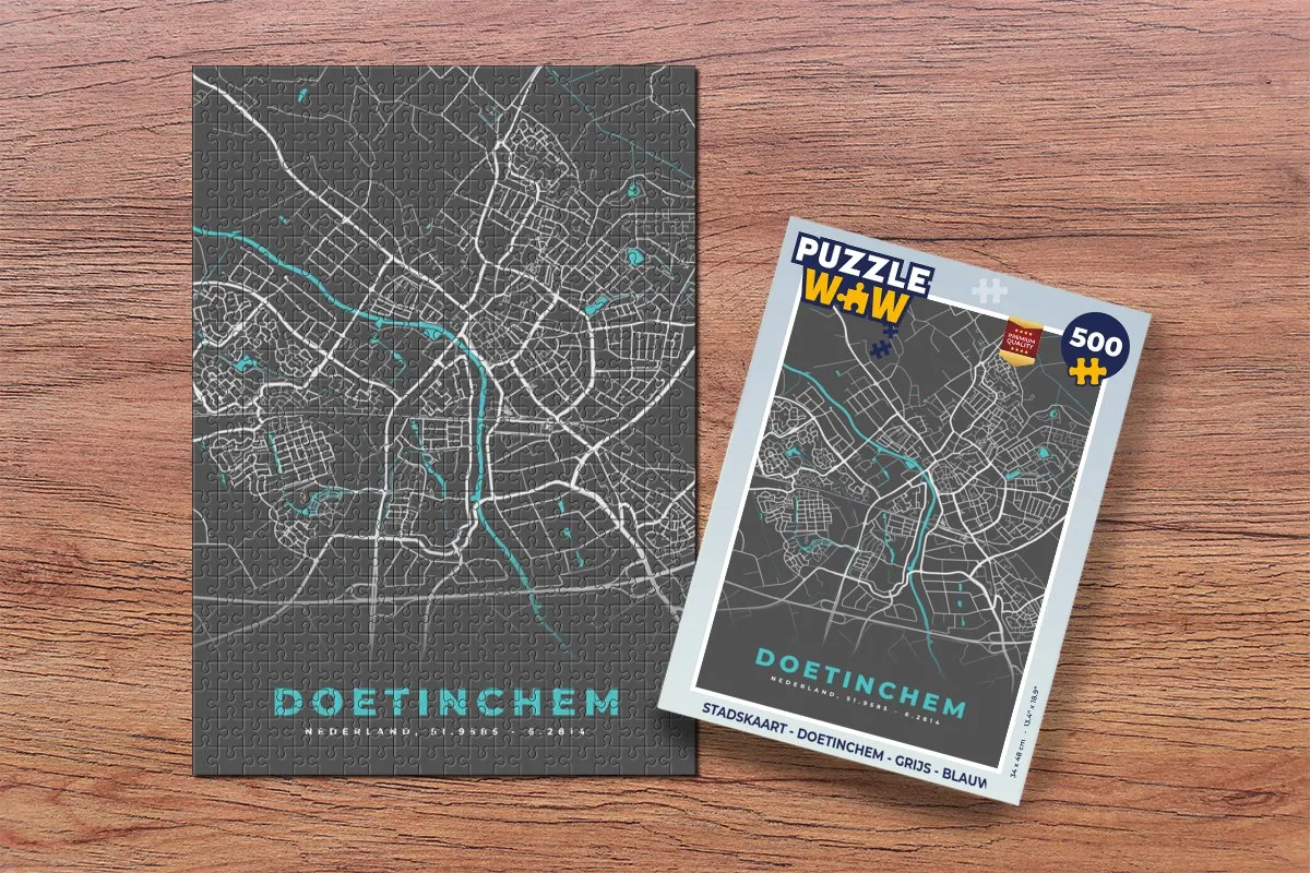 PuzzleWow Stadskaart Doetinchem Legpuzzel 500 Stuks - Multicolor