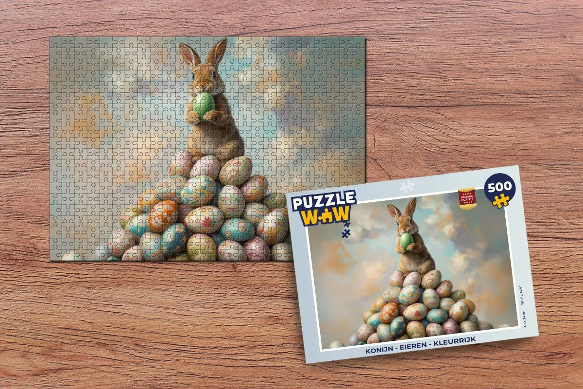 PuzzleWow Konijn Eieren Legpuzzel 500 Stuks - Paashaas
