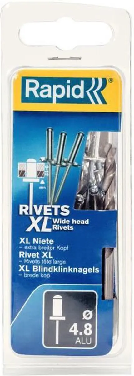 Rapid XL Blindklinknagels Ø4,8 x 30mm - 25 Stuks + Boor - Zwart