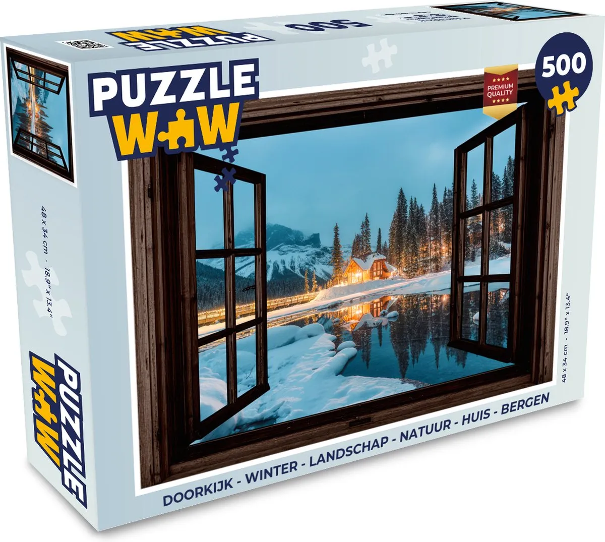 PuzzleWow Doorkijk Winter Landschap Legpuzzel 500 Stuks - Bergmeer