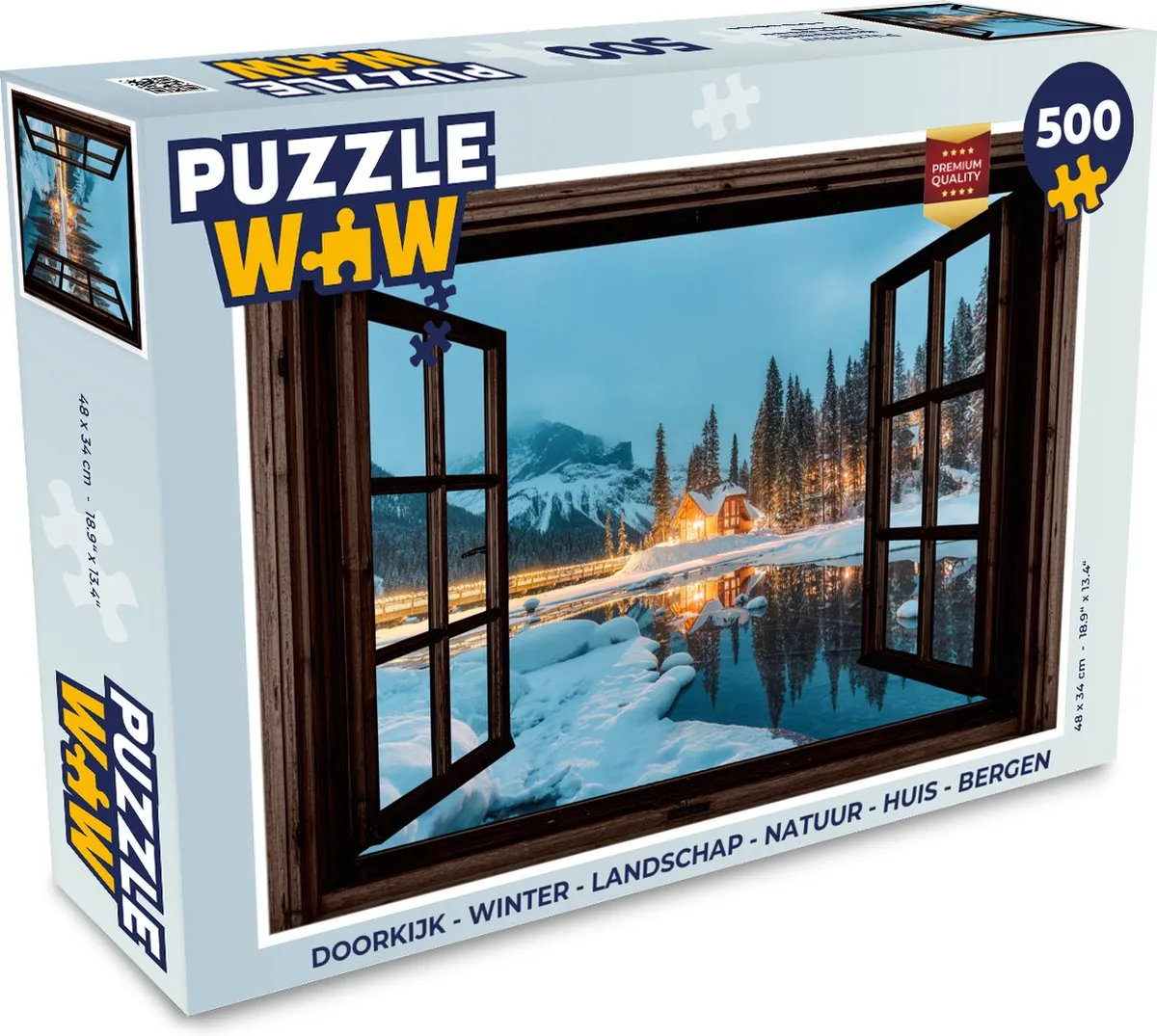 PuzzleWow Doorkijk Winter Landschap Legpuzzel 500 Stuks - Bergmeer