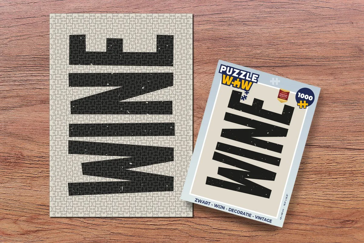 PuzzleWow Wijn Decoratie Legpuzzel 1000 Stuks - Zwart/Beige