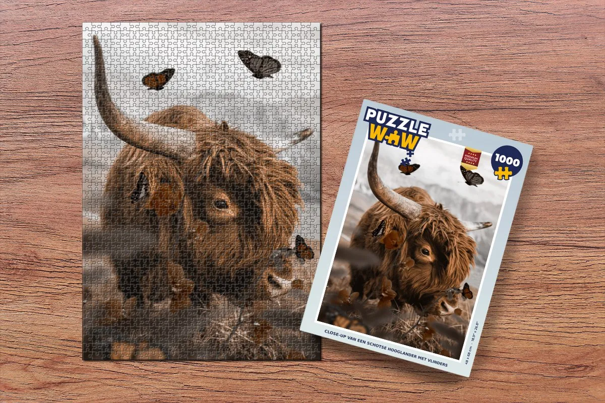PuzzleWow Vlinders & Hooglanders Legpuzzel 1000 Stuks - Multicolor