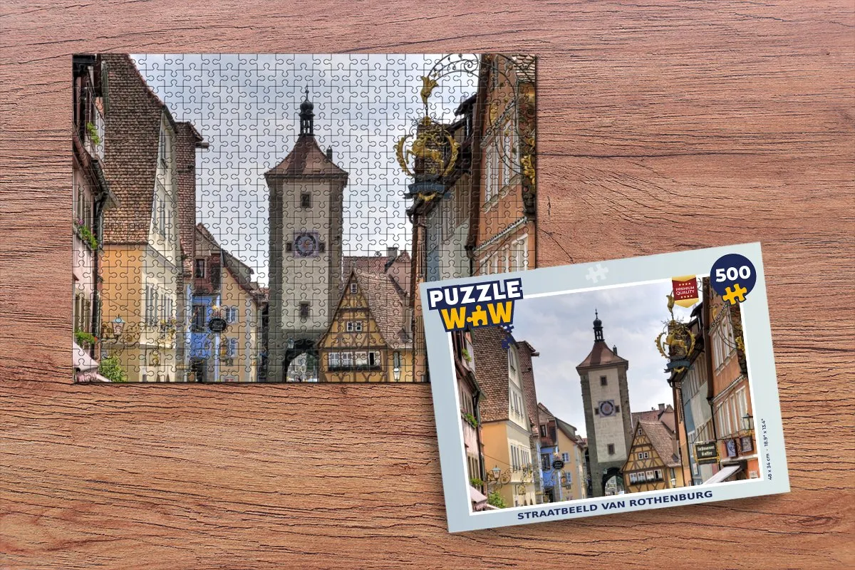 PuzzleWow Straatbeeld Rothenburg Legpuzzel 500 Stuks - Multicolor