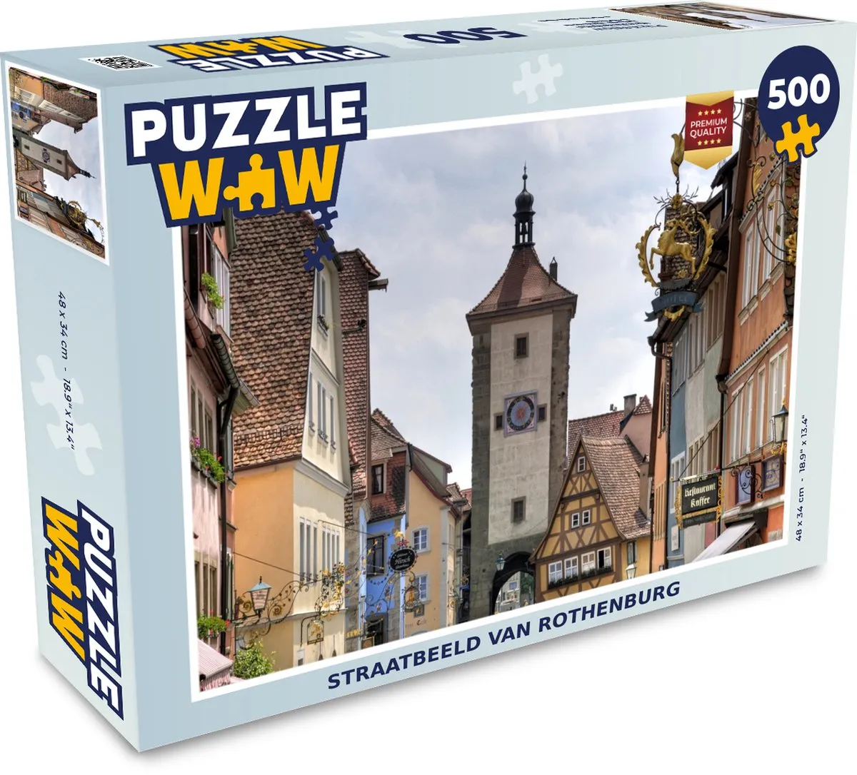 PuzzleWow Straatbeeld Rothenburg Legpuzzel 500 Stuks - Multicolor
