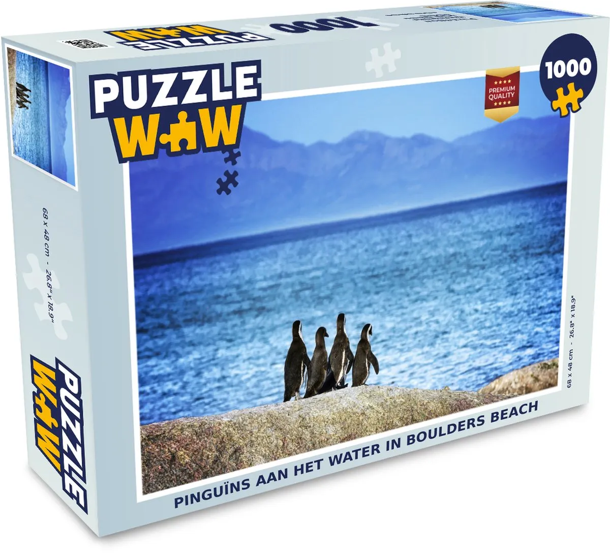 PuzzleWow Puzzel Pinguïns aan het water in Boulders Beach - 1000 Stuks - Multicolor