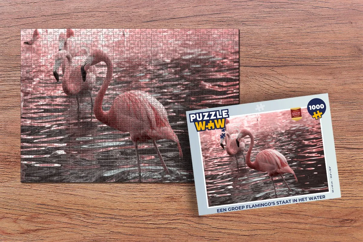 PuzzleWow Legpuzzel Flamingo's 1000 Stuks - Multicolor