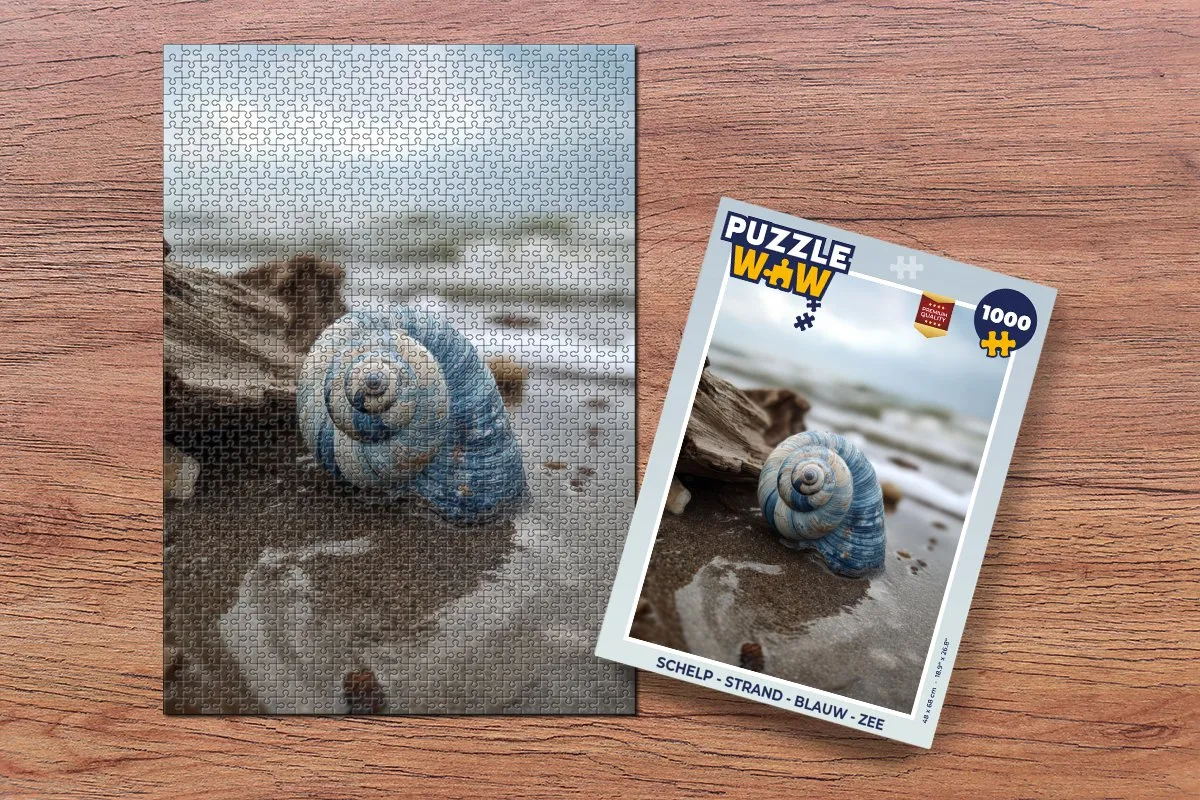 PuzzleWow Legpuzzel Schelp Strand 1000 Stuks - Blauw