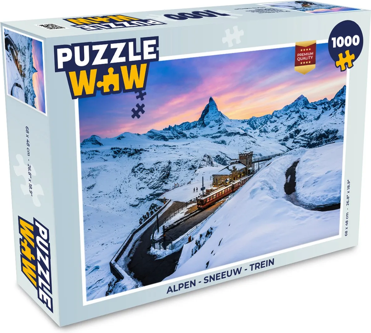 PuzzleWow Alpen Sneeuw Trein Legpuzzel 1000 Stuks - Multicolor