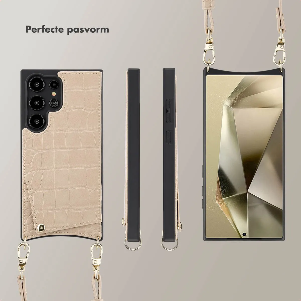 Selencia Croco Backcover Hoesje Samsung Galaxy S24 Ultra - Beige