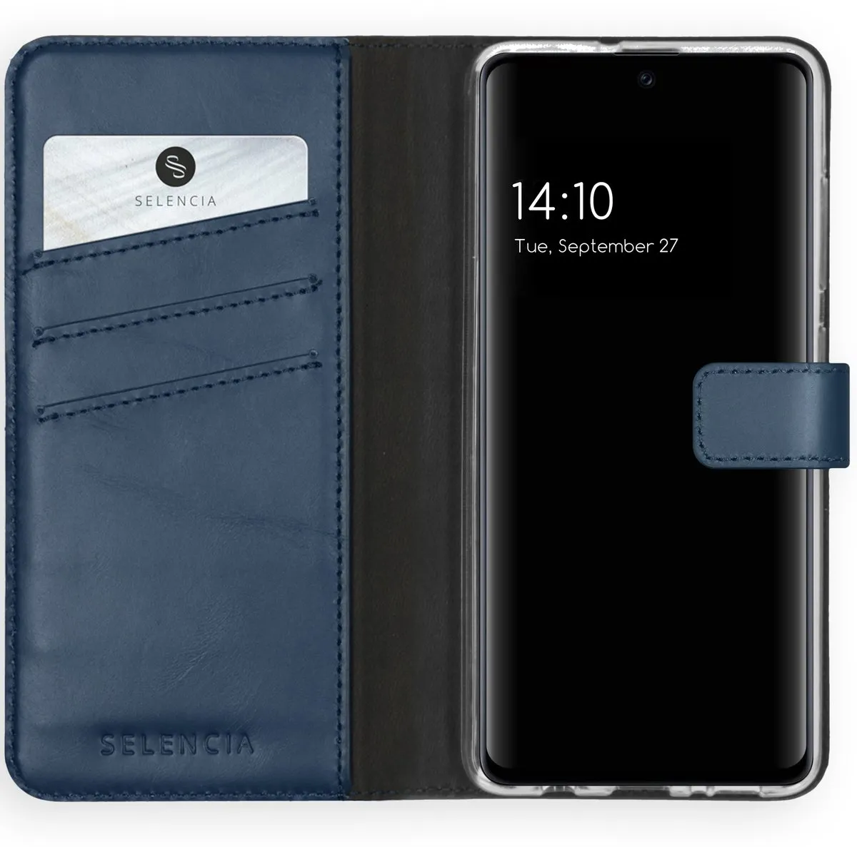 Selencia Hoesje Samsung Galaxy A51 - Echt Lederen Bookcase 3 Pasjes - Blauw