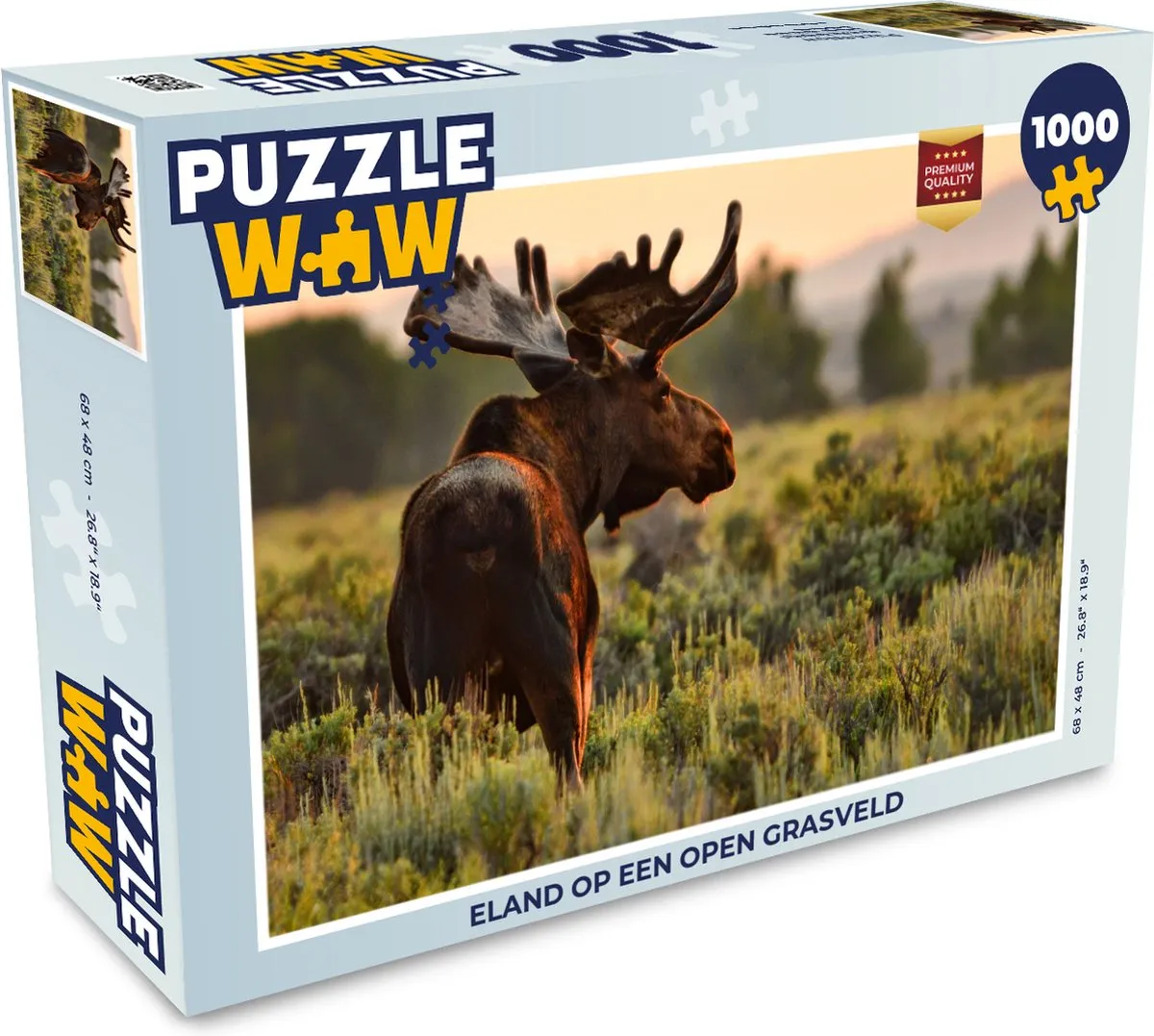PuzzleWow Legpuzzel Eland op grasveld 1000 Stuks - Multicolor