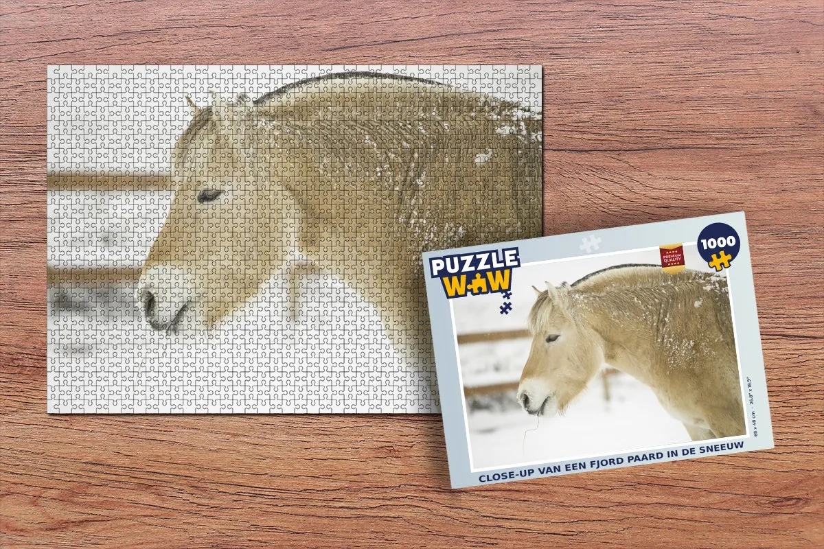 PuzzleWow Legpuzzel Fjordpaard Sneeuw 1000 Stuks - Multicolor
