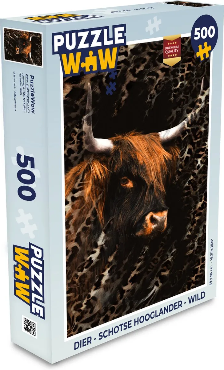 PuzzleWow Schotse Hooglander Wild Legpuzzel 500 Stuks