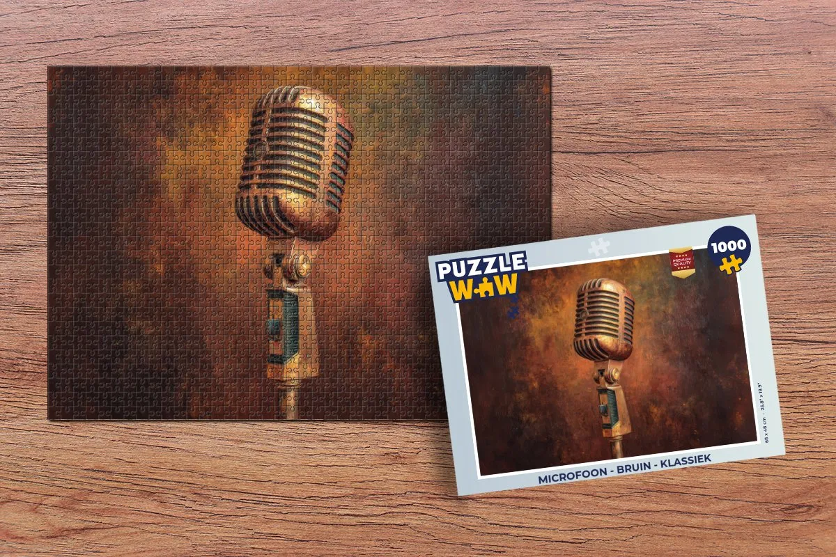 PuzzleWow Microfoon Klassiek Legpuzzel 1000 Stuks - Bruin