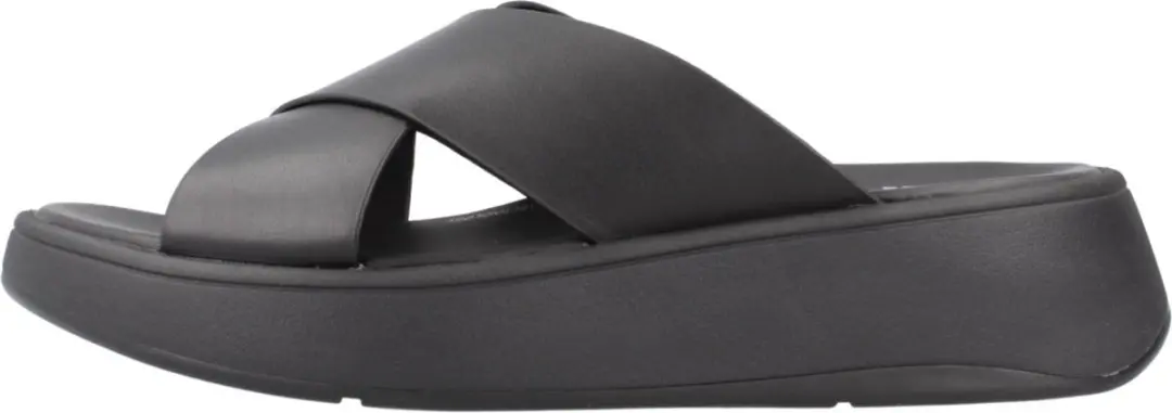 FitFlop F-Mode Leren Platform Slides - Maat 36 - Zwart - afbeelding 3 van 6