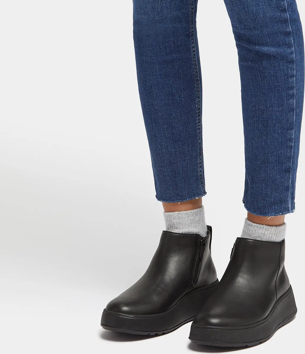 FitFlop F-Mode Leather Flatform Zip Ankle Laarzen - 38