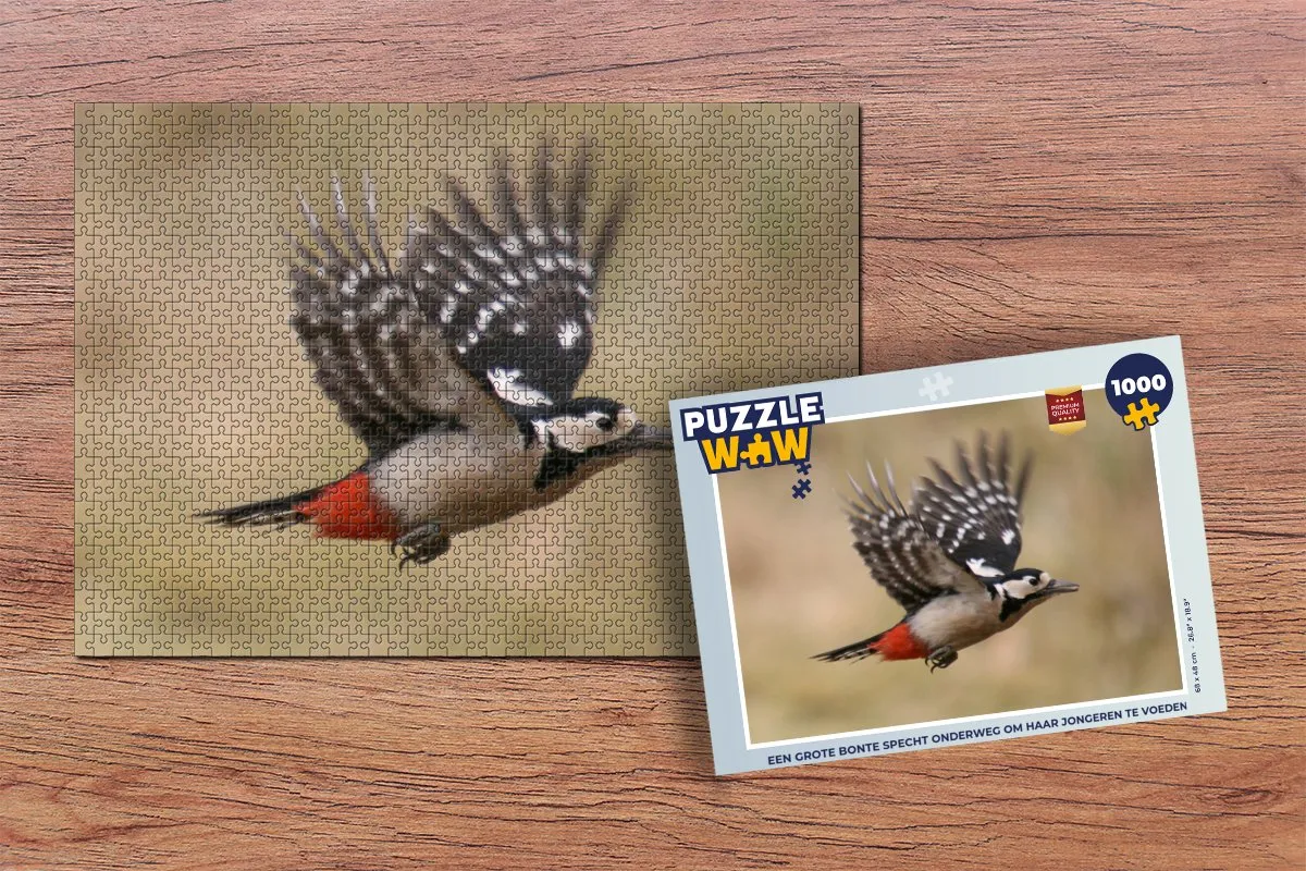 PuzzleWow Legpuzzel 1000 Stuks - Specht met jong - Multicolor