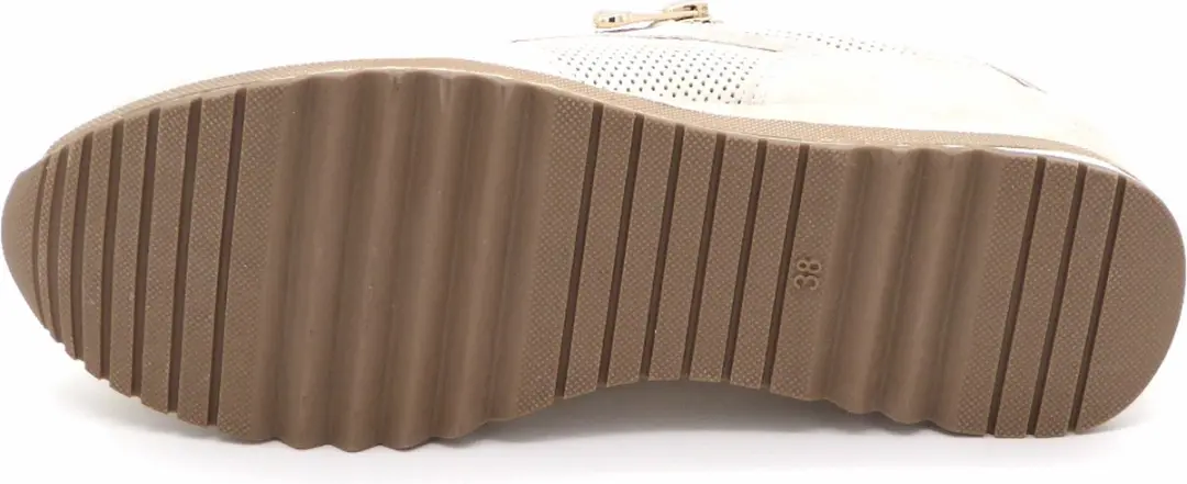 Marco Tozzi Dames Sneaker 23782 Lichtbeige Metallic - Maat 37 - afbeelding 2 van 4