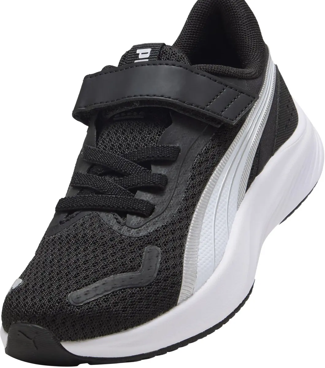 PUMA Pounce Lite AC+ PS Kinder Sportschoenen 28 - Zwart/Wit/Zilver - afbeelding 5 van 6