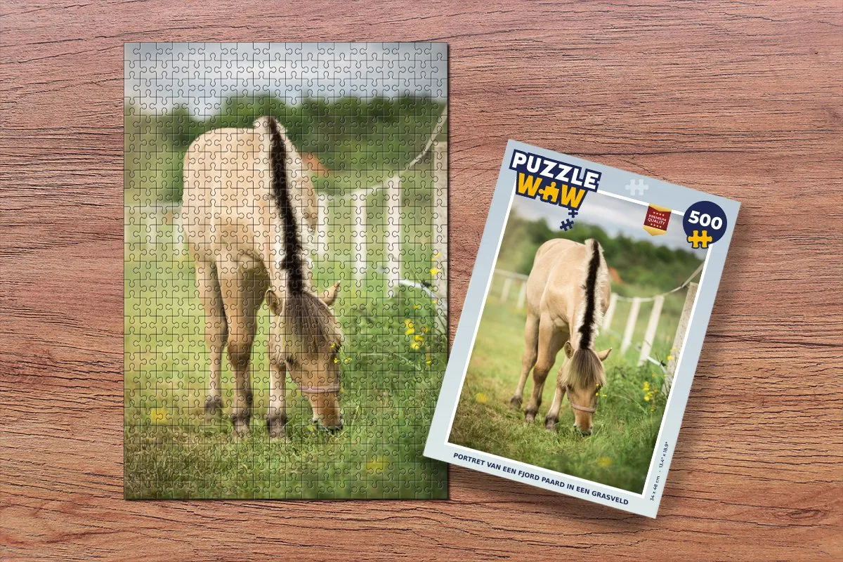 PuzzleWow Portret van een fjord paard Legpuzzel 500 Stuks - Multicolor