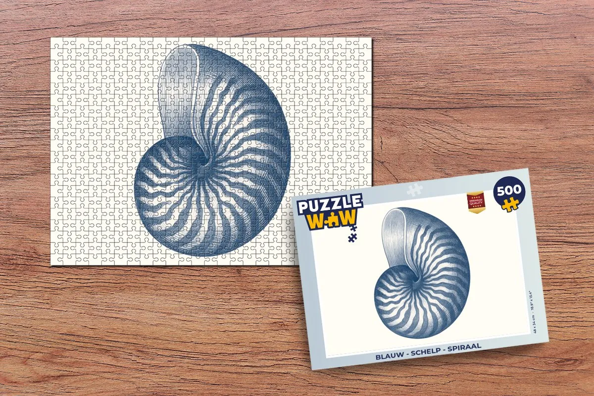 PuzzleWow Blauw Schelp Spiraal Legpuzzel 500 Stuks - 8721414233885