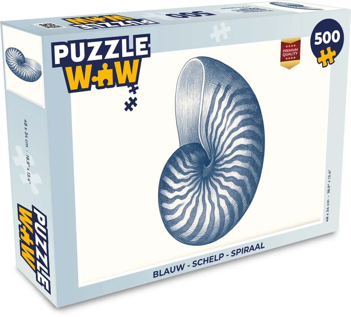 PuzzleWow Blauw Schelp Spiraal Legpuzzel 500 Stuks - 8721414233885