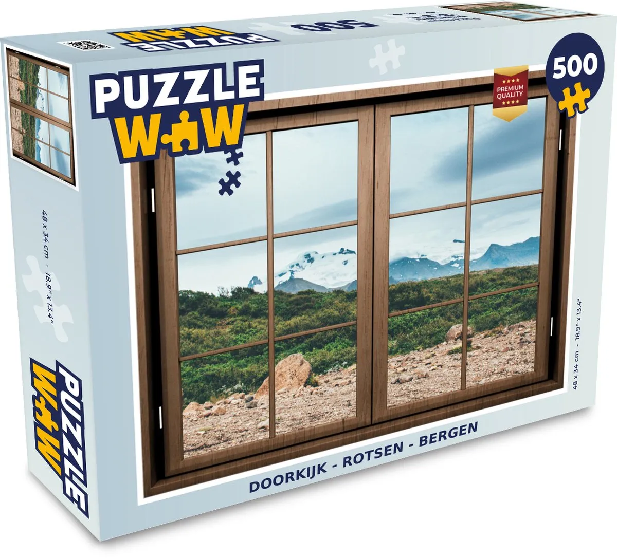 PuzzleWow Doorkijk Rotsen Berg Legpuzzel 500 Stuks - Multicolor