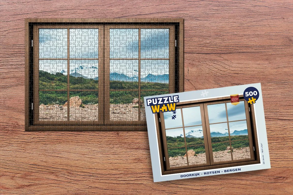 PuzzleWow Doorkijk Rotsen Berg Legpuzzel 500 Stuks - Multicolor