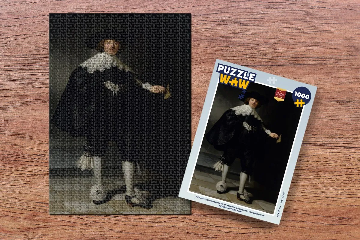 PuzzleWow Het huwelijksportret van Marten Soolmans Legpuzzel 1000 Stuks - Multicolor