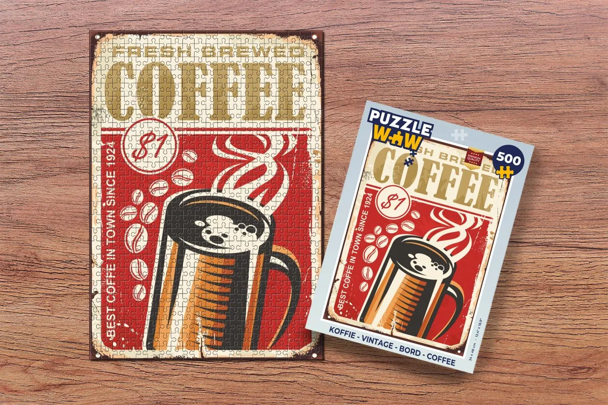PuzzleWow Vintage Koffie Legpuzzel 500 Stuks - Multicolor