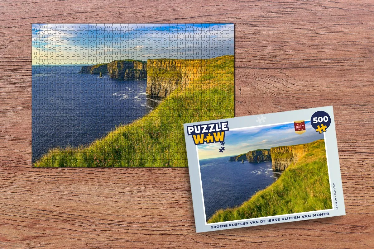 PuzzleWow Legpuzzel Groene Kustlijn Ierse Kliffen van Moher 500 Stuks