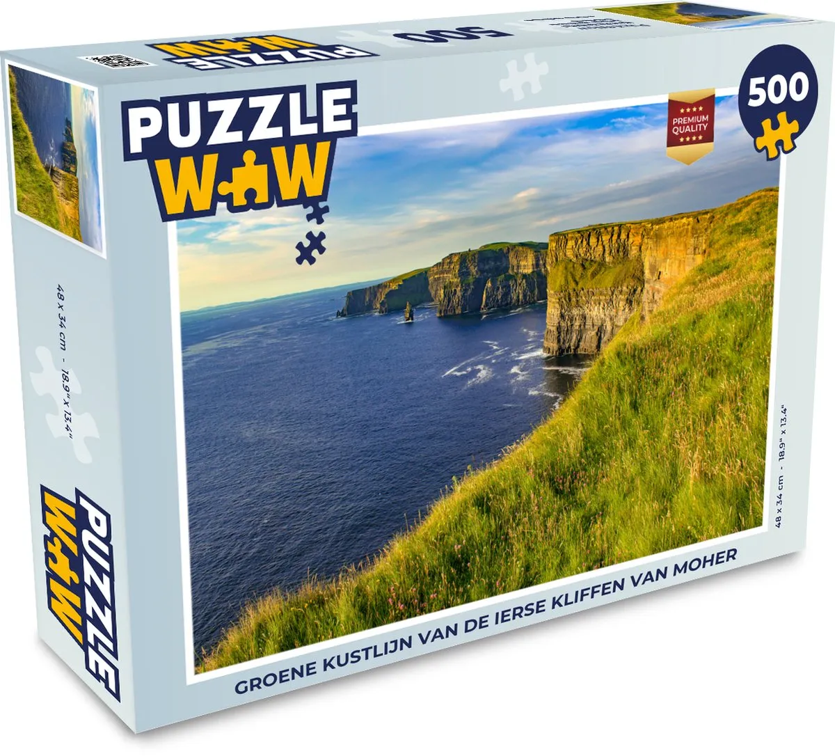 PuzzleWow Legpuzzel Groene Kustlijn Ierse Kliffen van Moher 500 Stuks